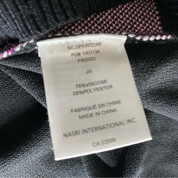 Mandarine & Co Long Sleeve Argyle V Neck Sweater Black & Purple M Dark Acadamia - Picture 5 of 8